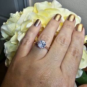 Diamonique Snowflake Solitaire Rosegold Ring